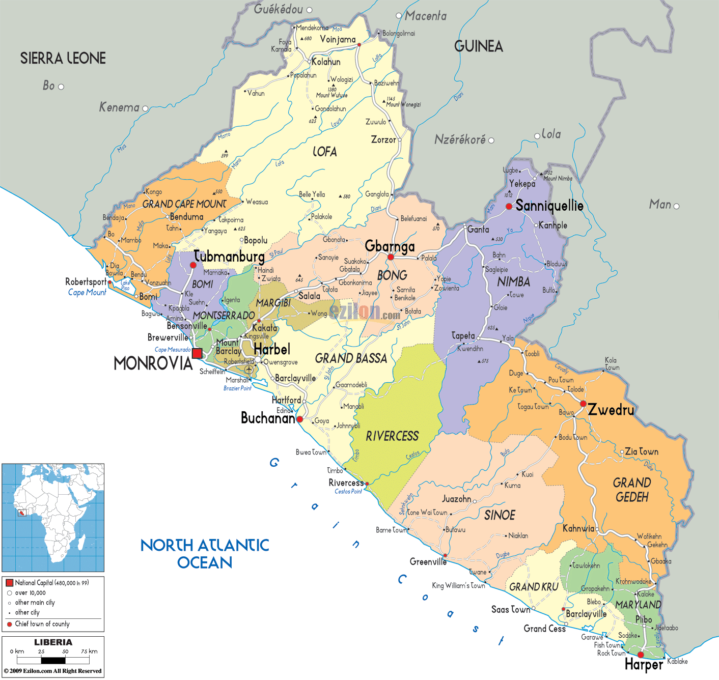 politique carte du Liberia
